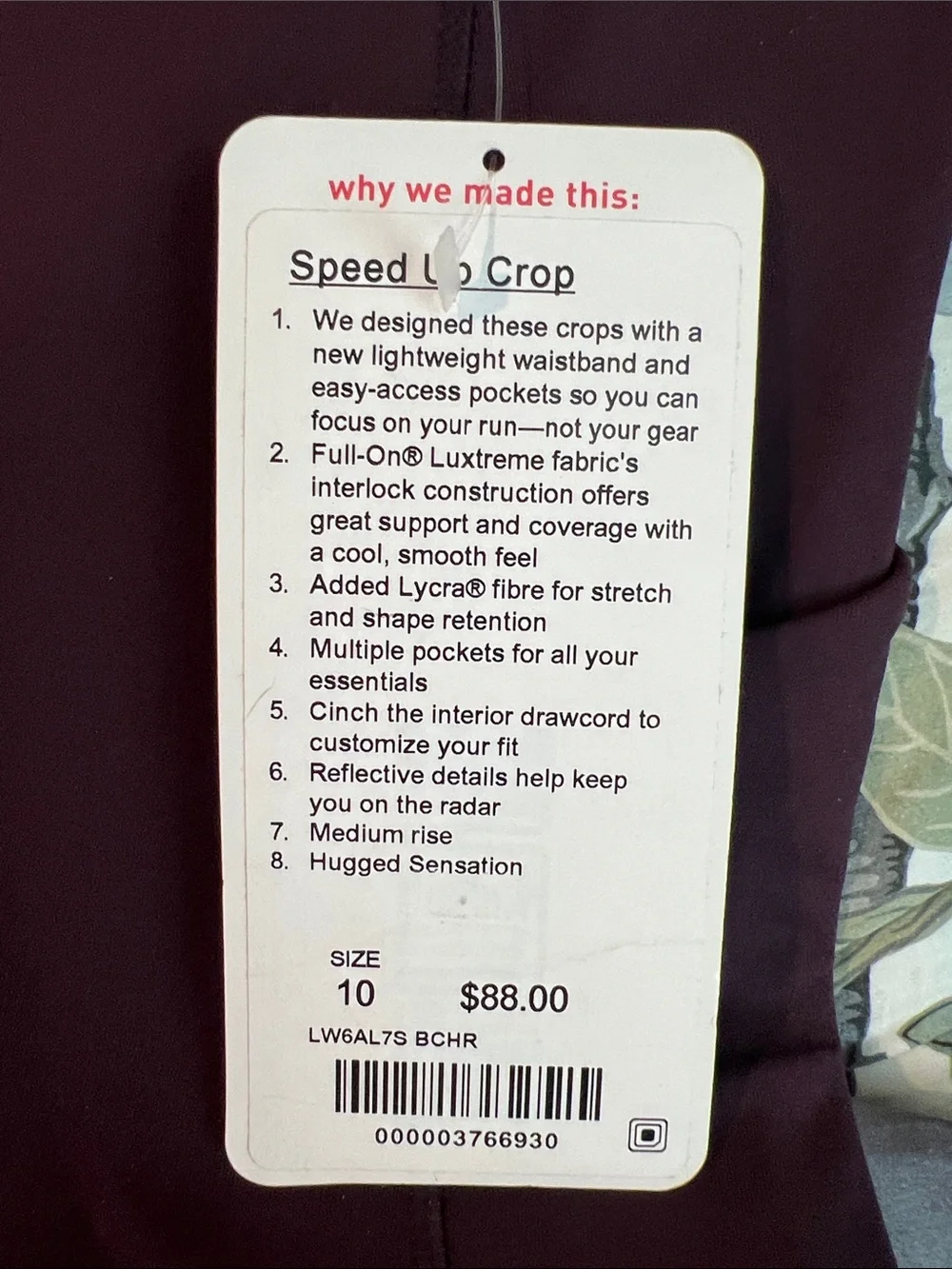 lululemon athletica Deep Burgundy Athletic Leggings with Side Pockets - Picture 2 of 14